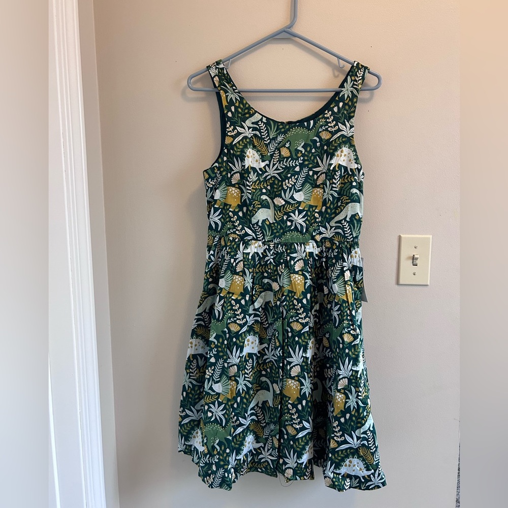 ModCloth Vintage Style Green Dinosaur Pattern Dress